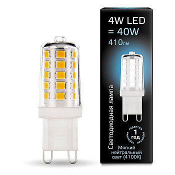 Лампа Gauss G9 AC185-265V 4W 410lm 4100K керамика LED 1//10//200