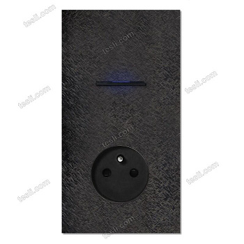 Chopin - 2-gang vertical - fer forgé gunmetal - single lever black with LED & power