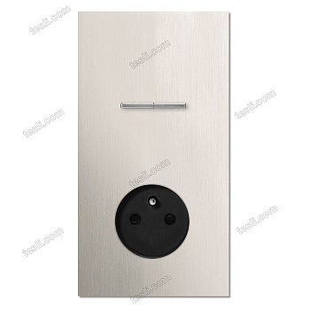 Chopin - 2-gang vertical - brushed nickel - dual levers chrome without LED & power