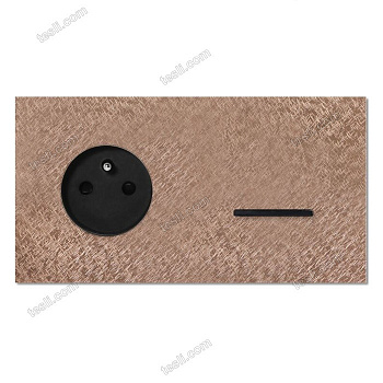 Chopin - 2-gang horizontal - fer forgé rosé - power & single lever black without LED