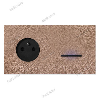 Chopin - 2-gang horizontal - fer forgé rosé - power & single lever black with LED